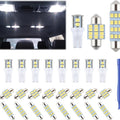 iFunyLED 24pcs Dome Lights LED Car Interior Bulb Kit 194 T10 DE3175 578 31mm 42mm Bulb Car Map License Plate Side Marker Corner Trunk Lights - White