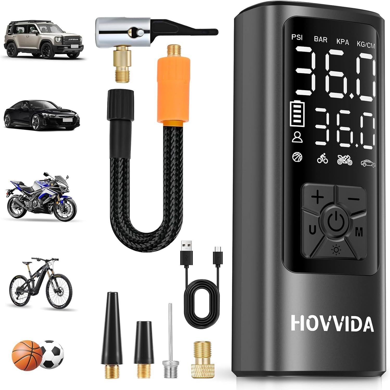 Tire Inflator Portable Air Compressor, Car Tire Air Pump 150PSI with Digital Pressure Gauge, Automatic Shut-Off, 3X Faster Inflation, Cordless Bicycle Pump for Car, Motorcycle, Bicycle, Ball