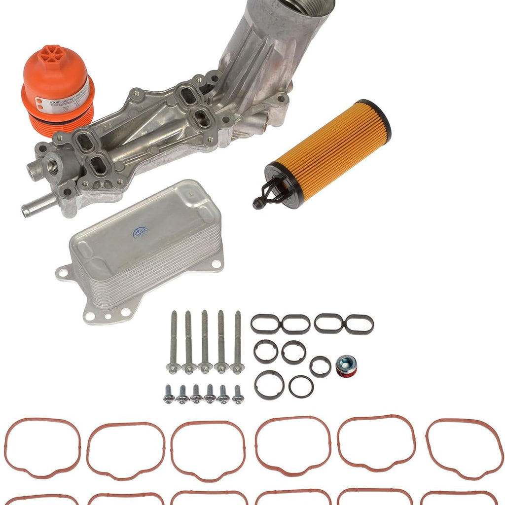Dorman 926-959 Patented Upgraded Aluminum Engine Oil Filter Housing with Oil Cooler and Filter, Compatible with Some Models (OE FIX)