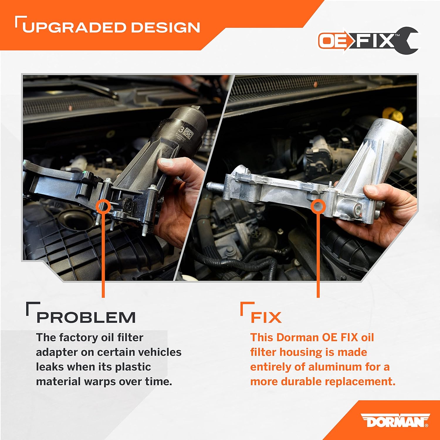 Dorman 926-959 Patented Upgraded Aluminum Engine Oil Filter Housing with Oil Cooler and Filter, Compatible with Some Models (OE FIX)