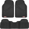 Motor Trend FlexTough Performance All Weather Rubber Car Floor Mat - 3 Pcs Floor Mat Car Liner for Car Truck Buggy, Heavy Duty Waterproof (Black)
